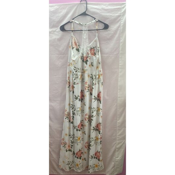 Derek Heart Women's Size Large Maternity White Floral Maxi Dress - Picture 2 of 5